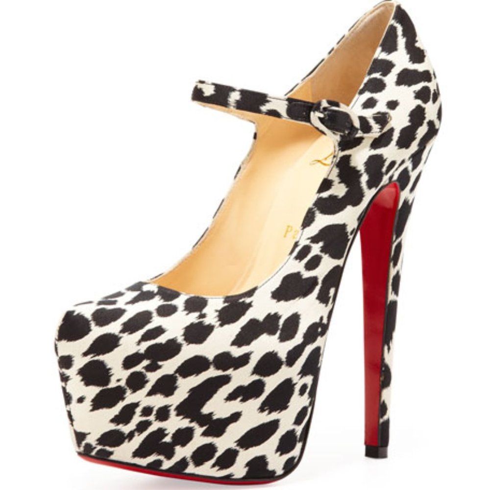 Lady Daf Leopard Mary Jane Red Sole Pump